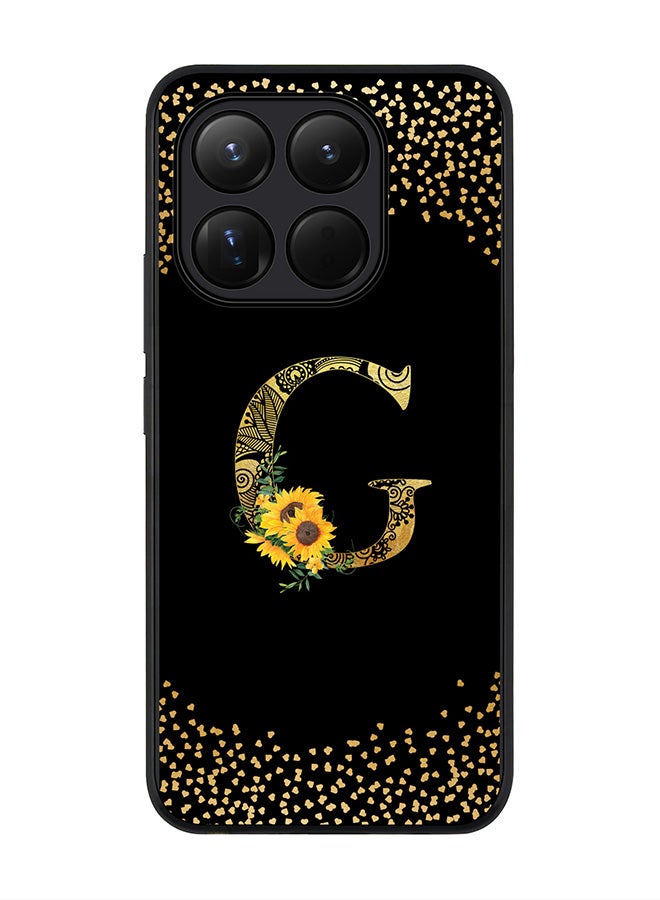 For Xiaomi 15T Case,Slim fit Camera Protection, Shockproof Thin Phone cover  - Custom Floral Monogram - G ( Black )